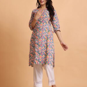 Cotton Kurta with Lace Trim - Image 2
