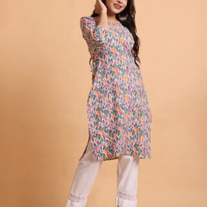 Cotton Kurta with Lace Trim - Image 4